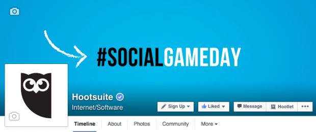  Hootsuite's cover photo promoting our Social Game Day content series 