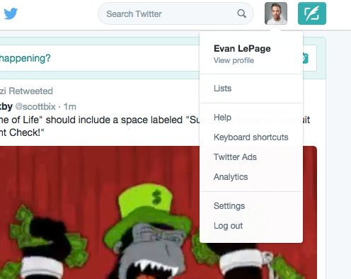 How to access twitter analytics using Evan LePage profile