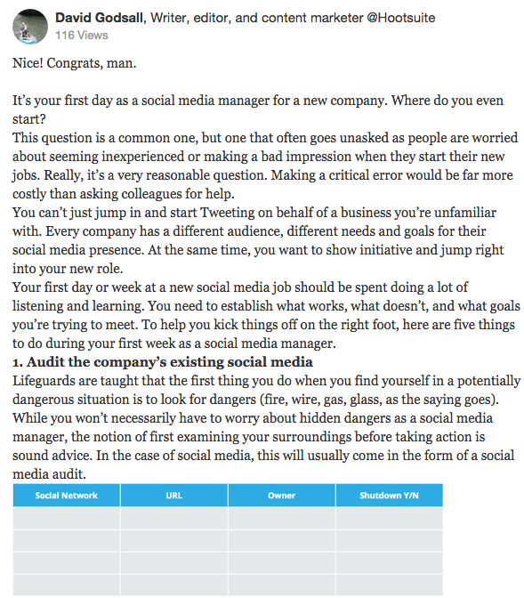 hootsuite's answer on quora for social media and seo