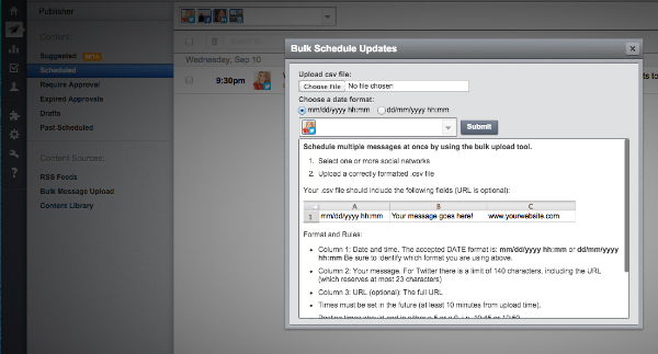Social Media Tools for Social Media Managers - Bulk Scheduler