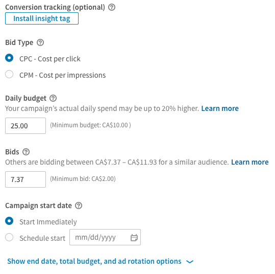 Publicités sur LinkedIn - Conversion Tracking