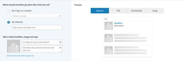 Publicités sur LinkedIn - Text AdS