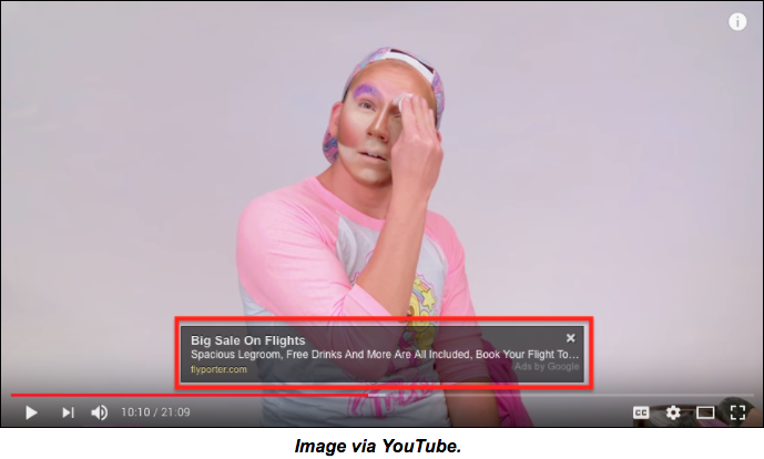 screen shot of a video featuring an overlay ad