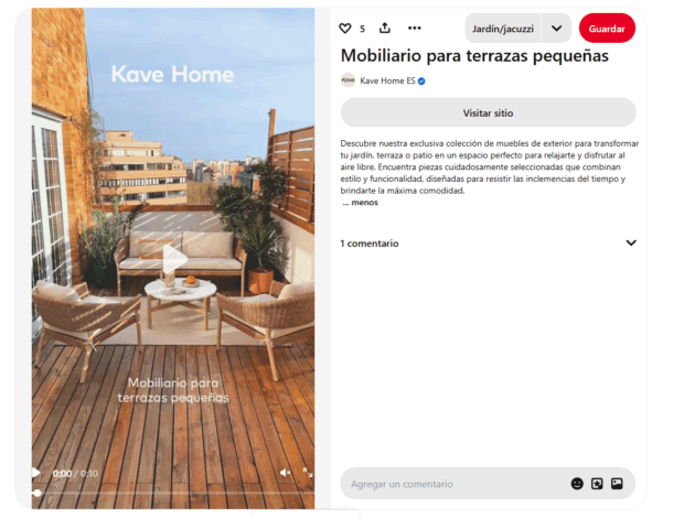 Anuncio de mobiliario para terrazas pequeñas de Kave Home