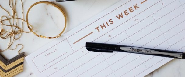 calendar and pen