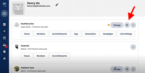 Der Pause-Button für terminierte Posts in Hootsuite
