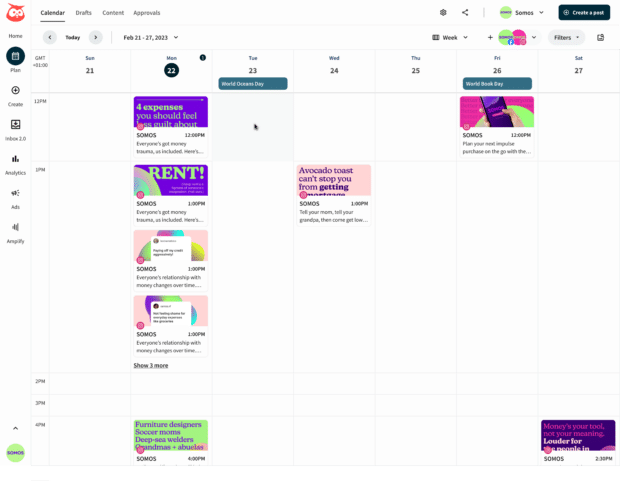 Hootsuite social media calendar