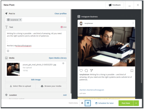 how to post on instagram from pc using hootsuite