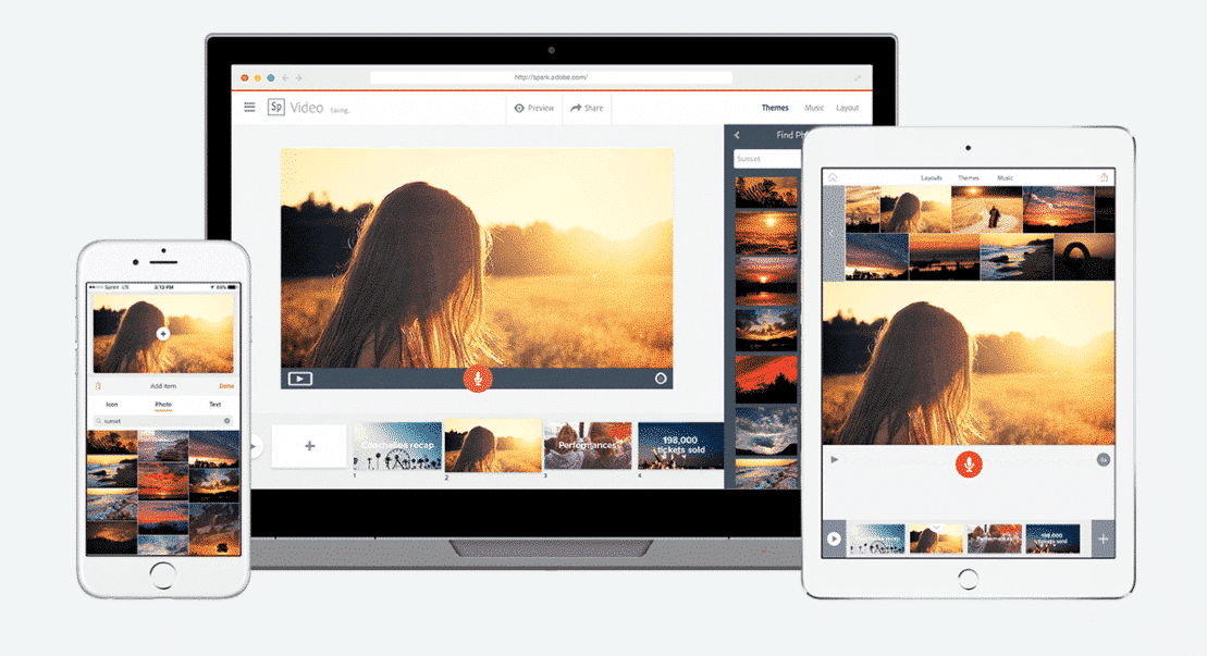 Adobe Spark على iPhone وسطح المكتب و iPad