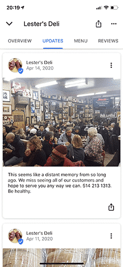 Google My Business posts by Lester's Deli