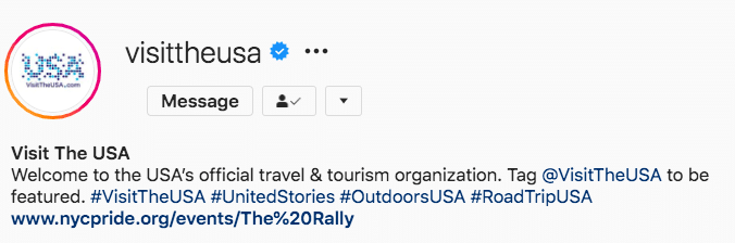 Instagram followers Visit The USA feature tag