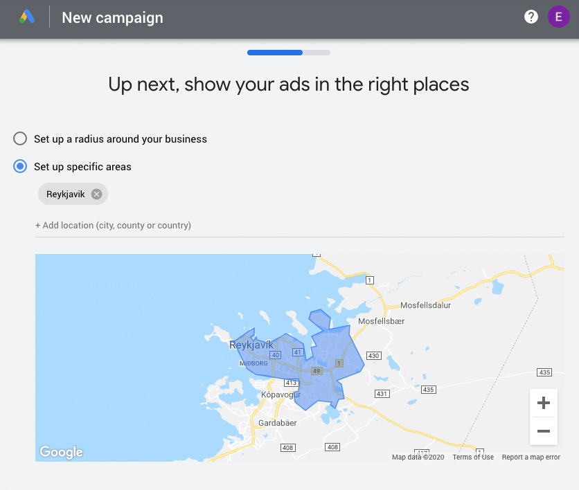 Google Ads location set-up