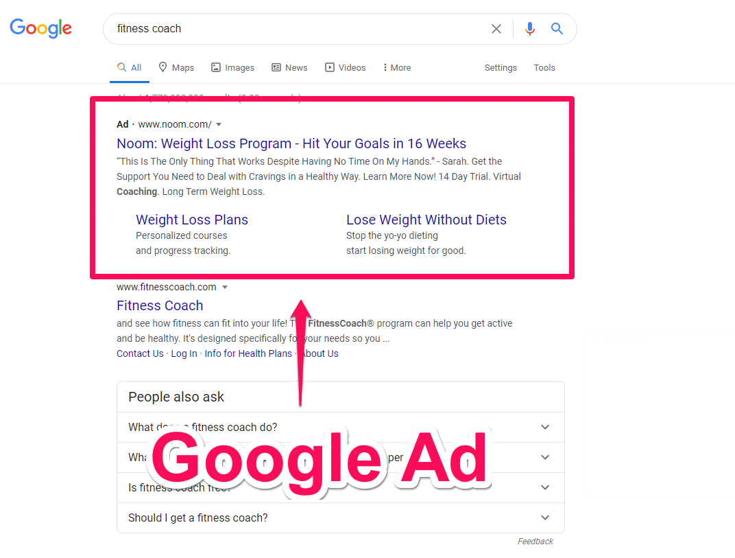 An example of a Google Ad.