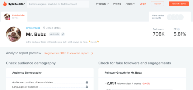 abonnement professionnel HypeAuditor pour les influenceurs