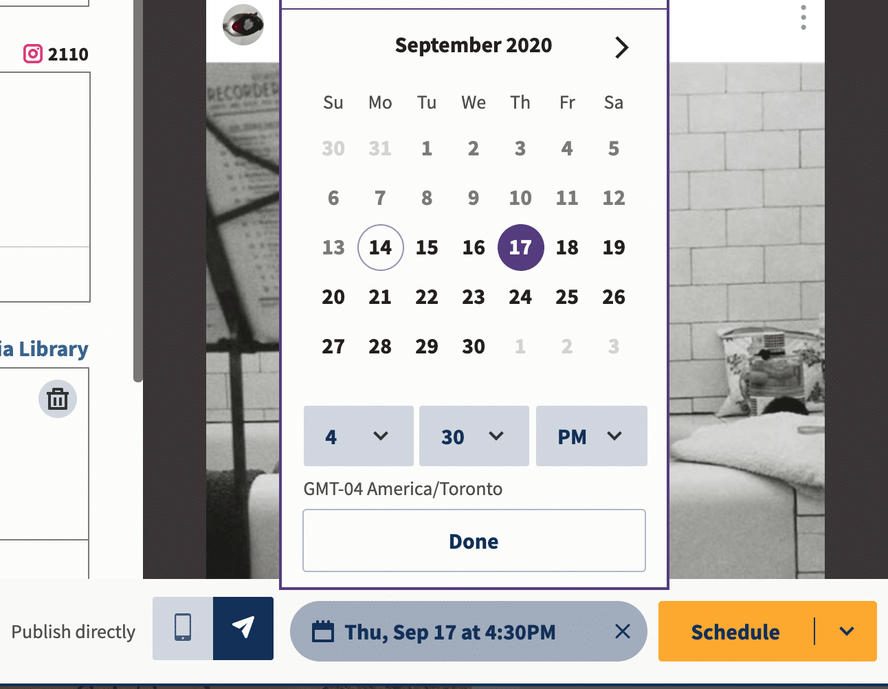 Schedule post on Hootsuite