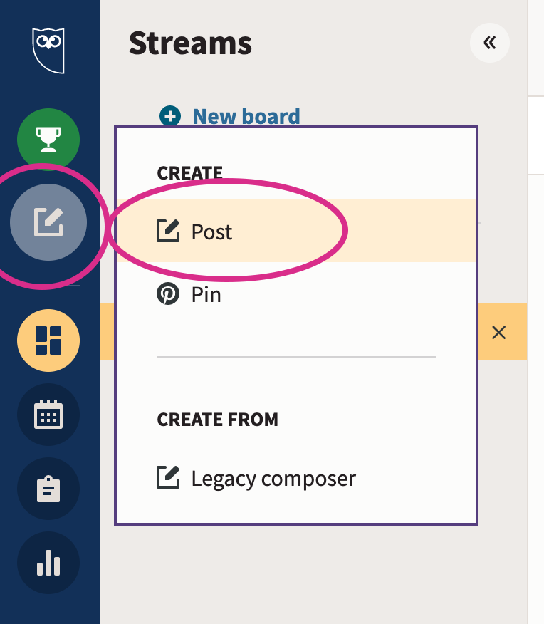 Compose Instagram post in Hootsuite dashboard