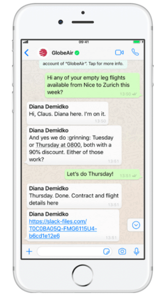 GlobeAir sur WhatsApp