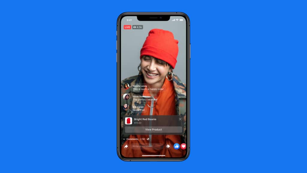 Instagram Live Shopping stream selling a red beanie