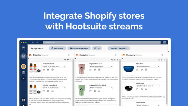 A screenshot of the product Shopview Apps for Hootsuite.