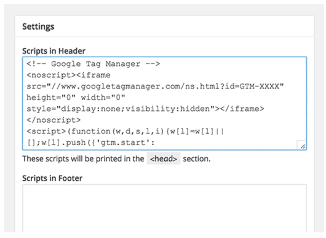 Googletagmanager. Section header.