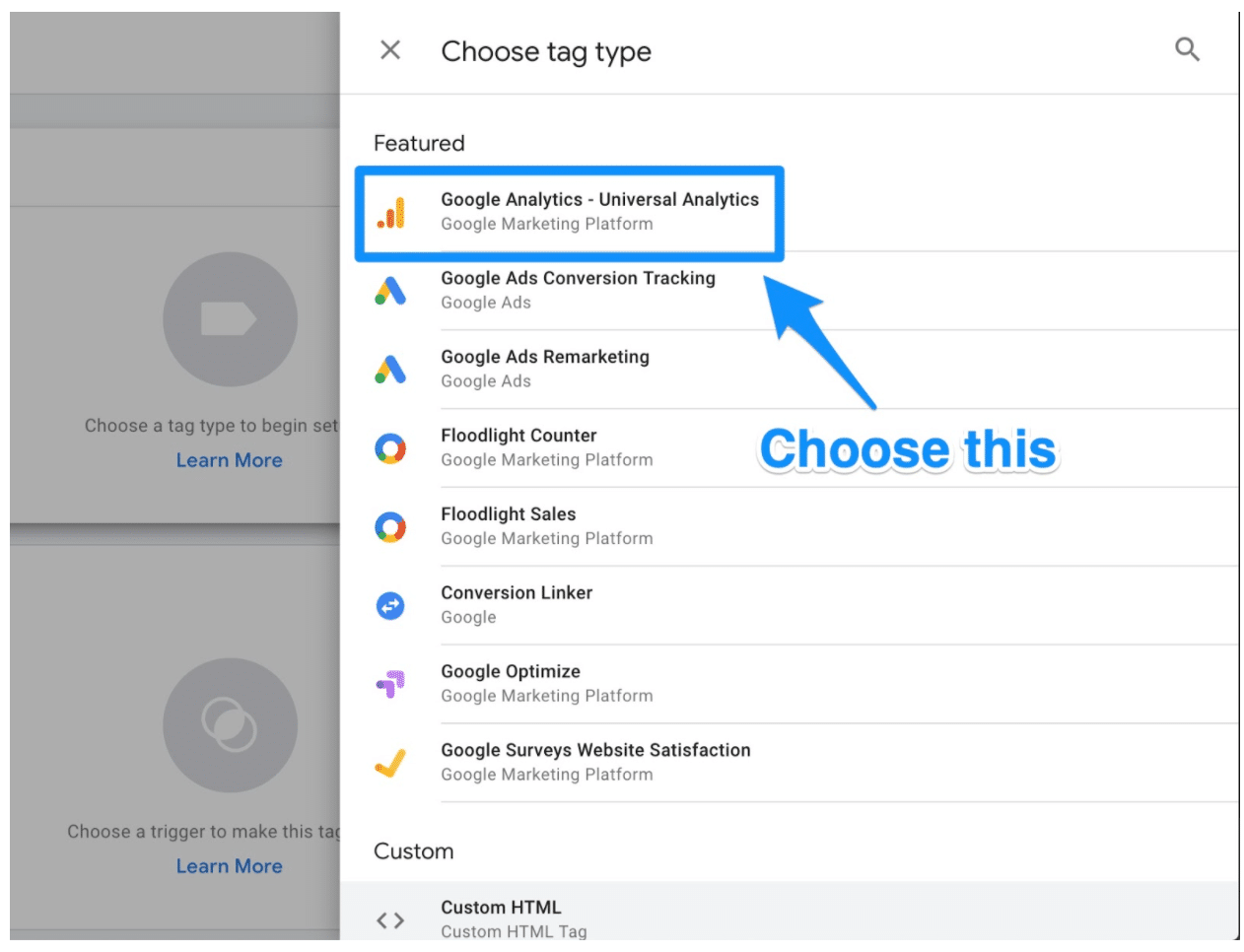 Tag Configuration button Universal Analytics