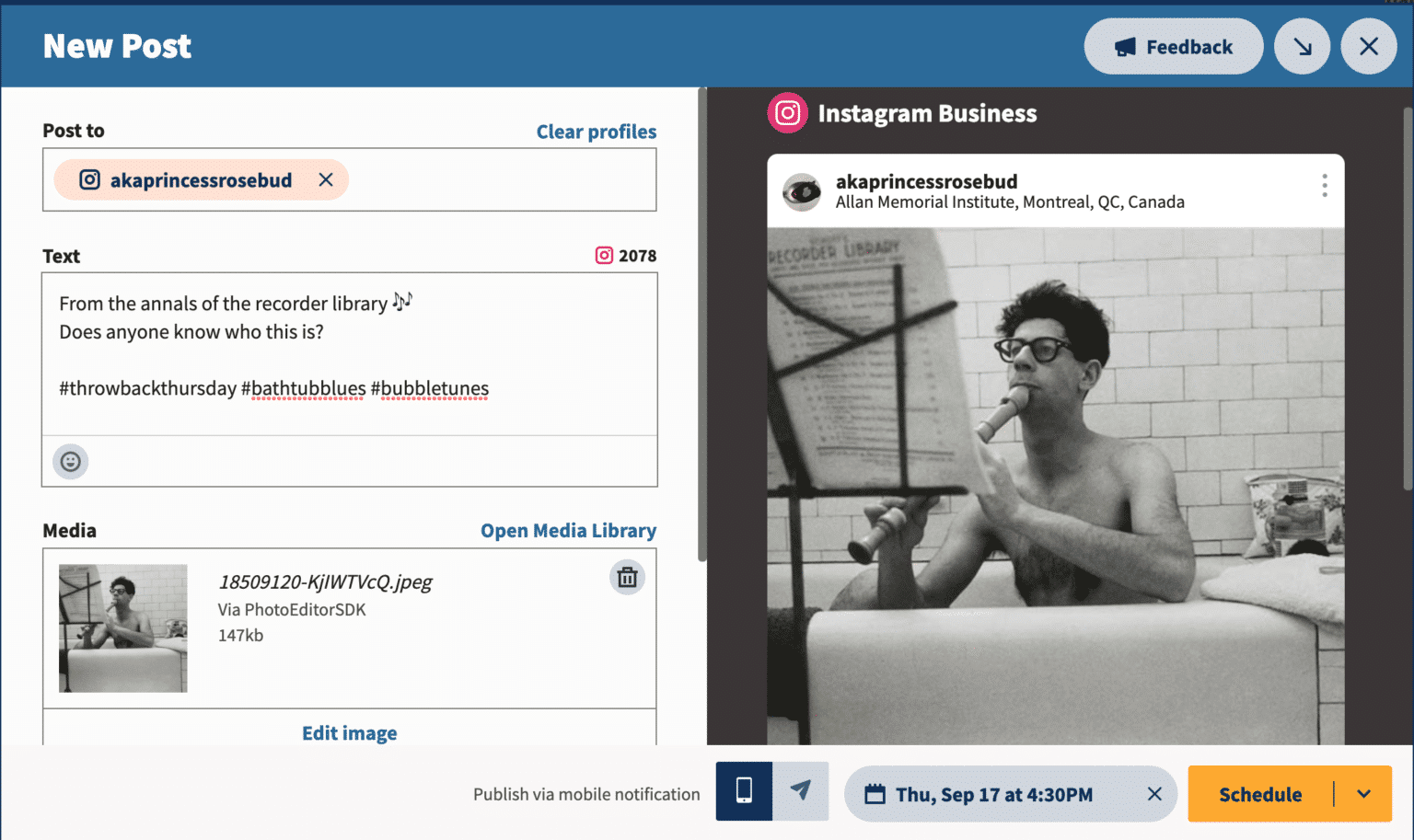 Schedule posts with Hootsuite