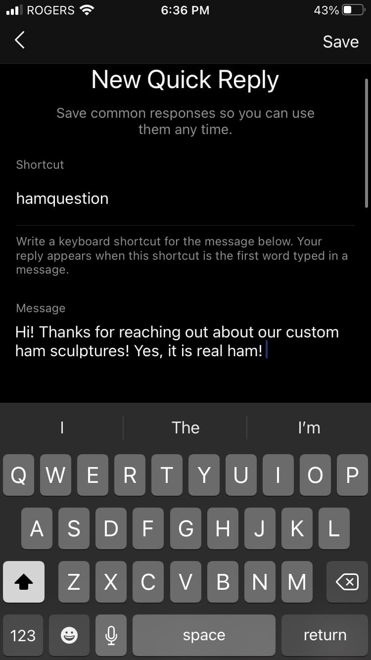 Quick reply feature