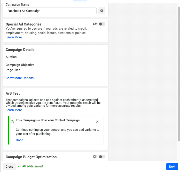 choose campaign name and details