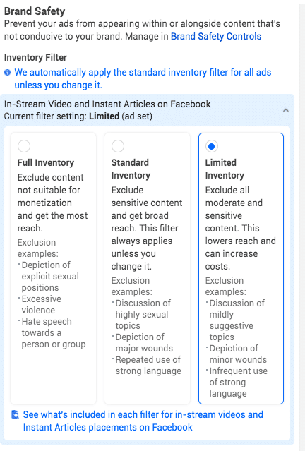 Brand Safety and inventory filter