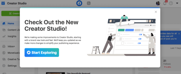 Banner on Facebook: Check Out the New Creator Studio!