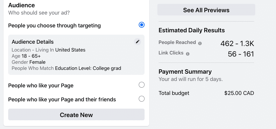 estimated daily results based on audience