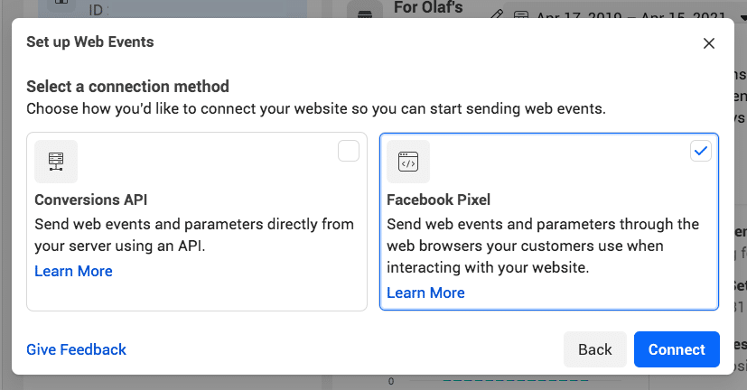 Facebook pixel connect