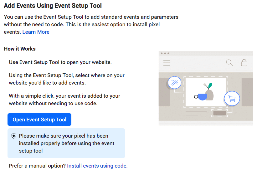 add events using event setup tool