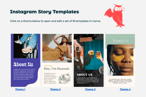 screenshot preview of the instagram stories template