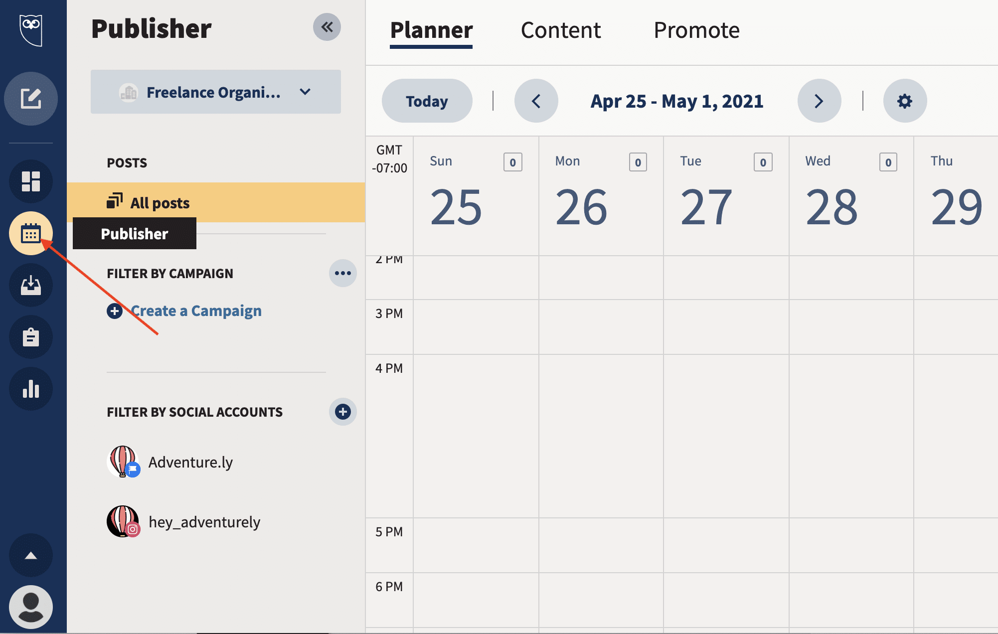 Hootsuite publisher