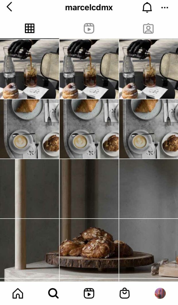 Perfil de la panadería y cafetería Marcel en Instagram