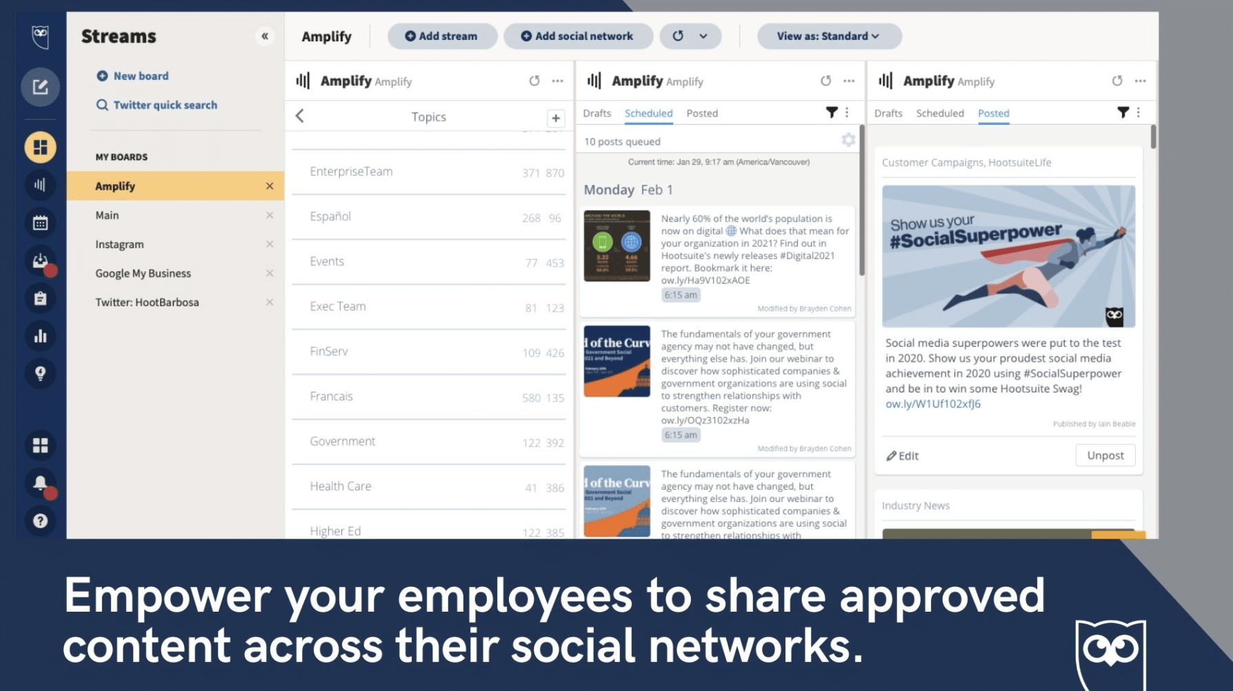 Hootsuite Amplify employee advocacy