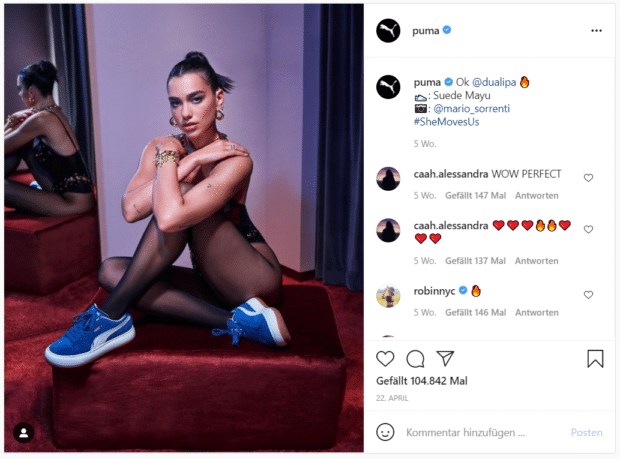 Emojis in einer Produktvorstellung von Puma. Ein Bild sagt mehr als tausend Worte …
