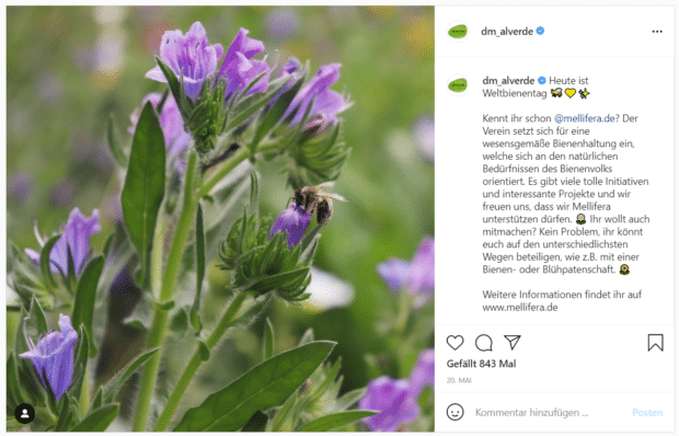 Alverde Naturkosmetik erwähnt den Bienenschutzverein Mellifera