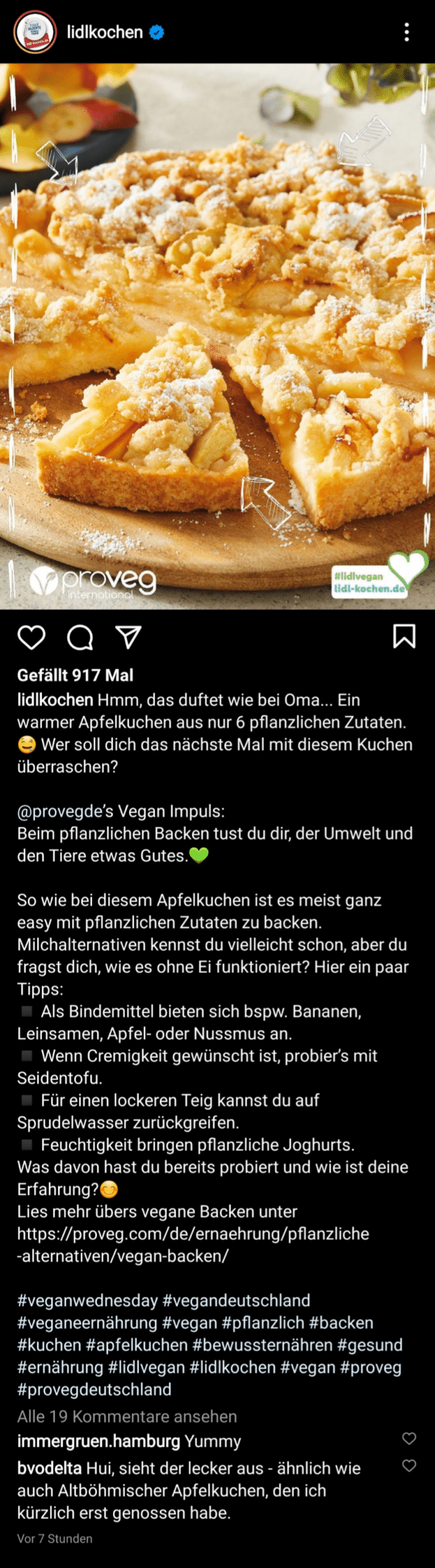 lidlkochen stellt im Zuge einer Infokampagne über veganes Backen einen Apfelkuchen vor.