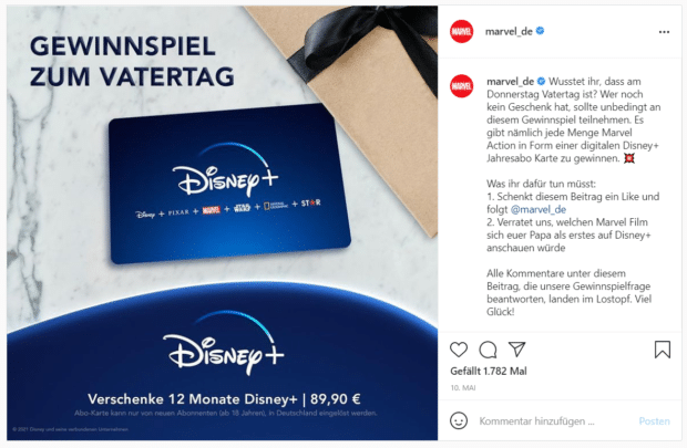 Vatertags-Gewinnspiel von Marvel/Disney – zu gewinnen gibt es ein Jahresabo für Disney+