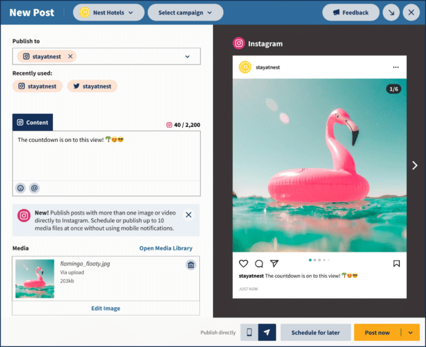 Publishing Instagram carousels directly to Instagram from Hootsuite