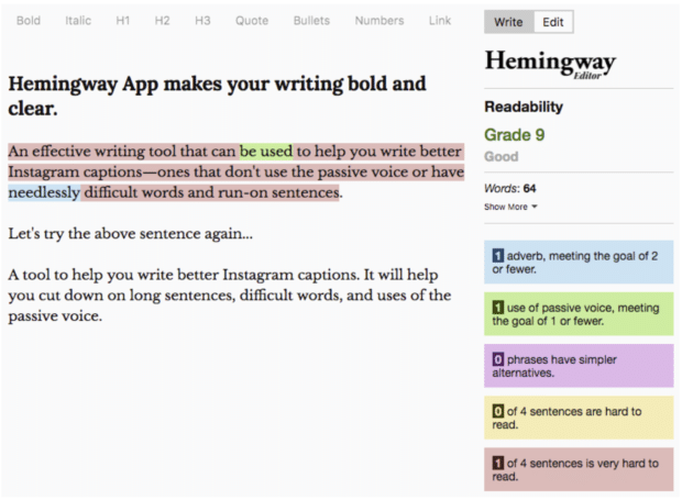 Die Hemingway-App checkt Ihre Texte auf Lesbarkeit und macht Vorschläge zur Verbesserung.