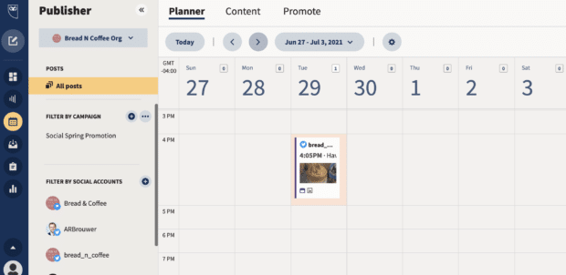 find tweet in planner/content under publisher
