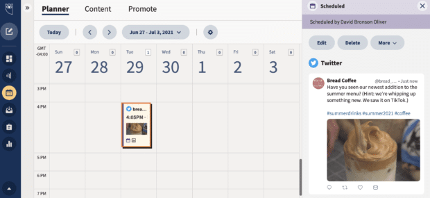 click on scheduled tweet and edit
