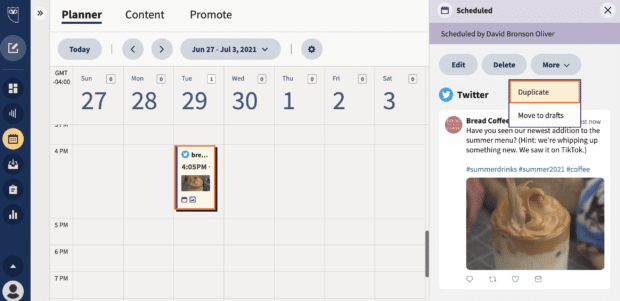 duplicate post in Hootsuite publisher