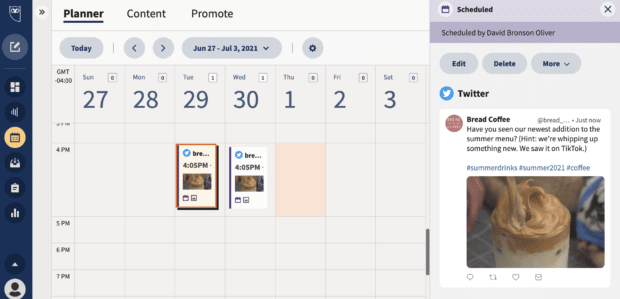 view duplicated tweet scheduled at different times