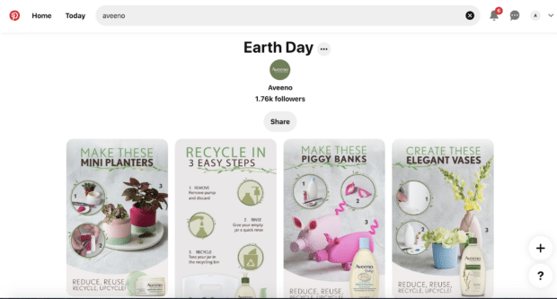 Aveeno Earth Day Pinterest board