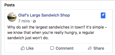 pinned post for Olaf's Sandwich Shop