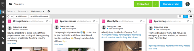  Flux Hootsuite configurés pour surveiller les hashtags sur les médias sociaux